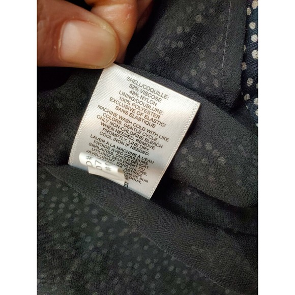 Express Blouse Top Women's Small Gray Black Velvet Polka Dot Sheer Viscose Lined - Picture 8 of 9